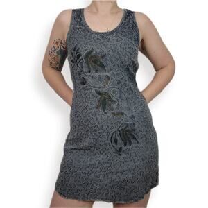 Hippie Festival Sun Dress Blue Sky Embroidered S-M